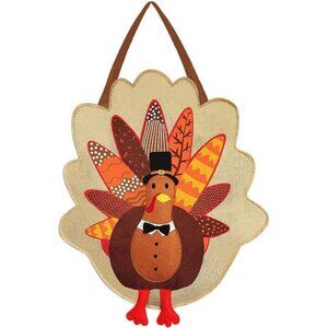 Burlap Turkey Door Decor - Thanksgiving & Fall Decoration, Garden Flag,